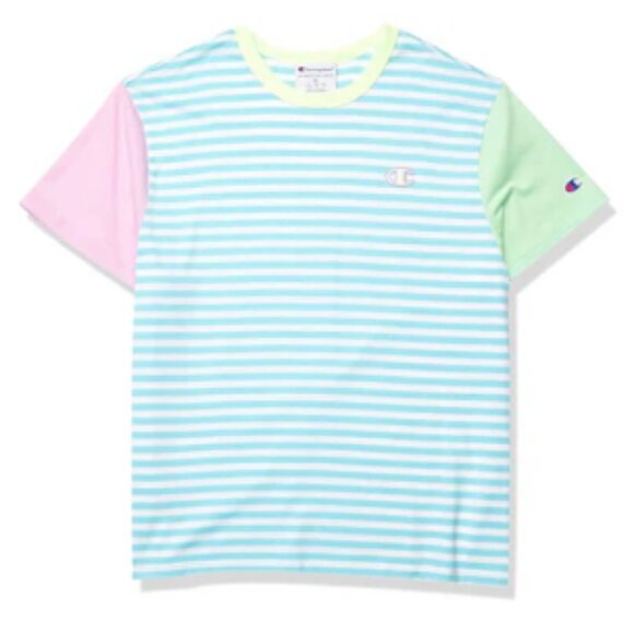 Champion Campus Ringer Stripped/Colour Block Slight Crop T-Shirt -Small in Multi - Picture 1 of 6